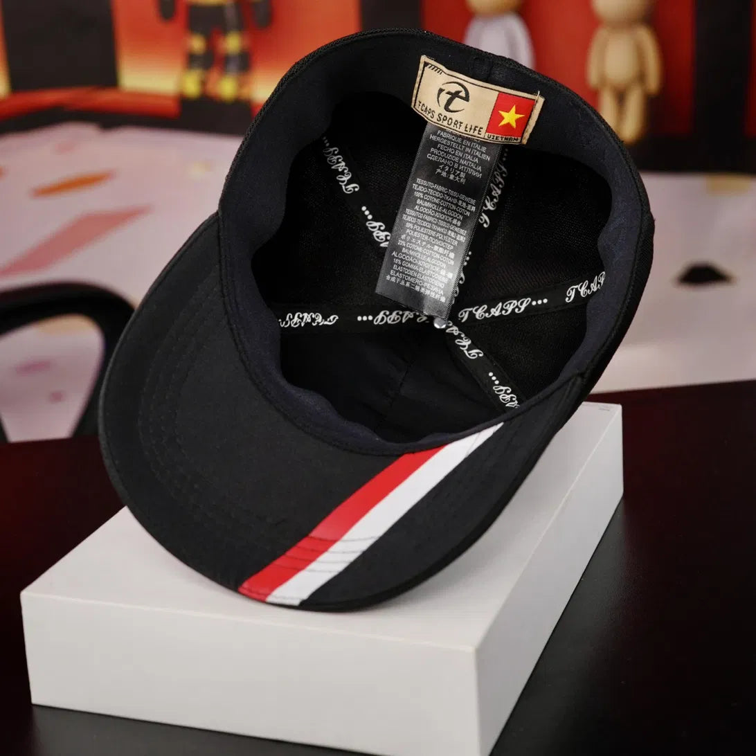 TCAPS Ponytail Cap – Unisex, Black & White, Breathable Mesh, Cold Cotton, Size 54-57cm