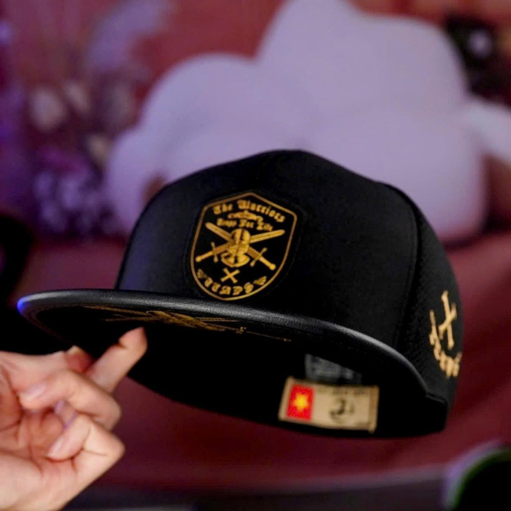 TCAPS Warrior Ponytail Cap – Unisex, Gold Accent, Cooling Cotton & Breathable Mesh, Size 55-57cm