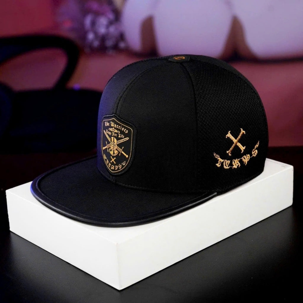 TCAPS Warrior Ponytail Cap – Unisex, Gold Accent, Cooling Cotton & Breathable Mesh, Size 55-57cm
