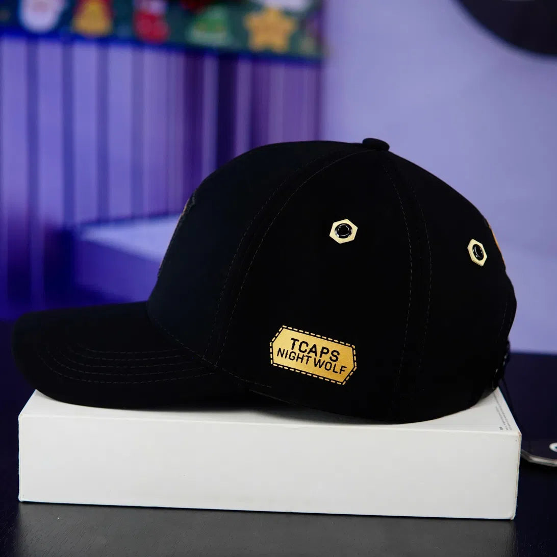 TCAPS Night Wolf Snapback – Unisex, Cold Cotton, Curved Mesh &amp; Snapback Styles